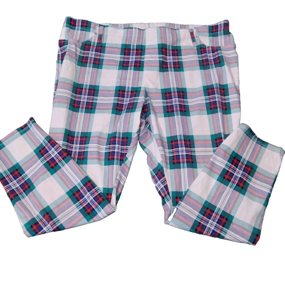 Terra & Sky white plaid jeggings size 3X (24W-26W) - Picture 3 of 12